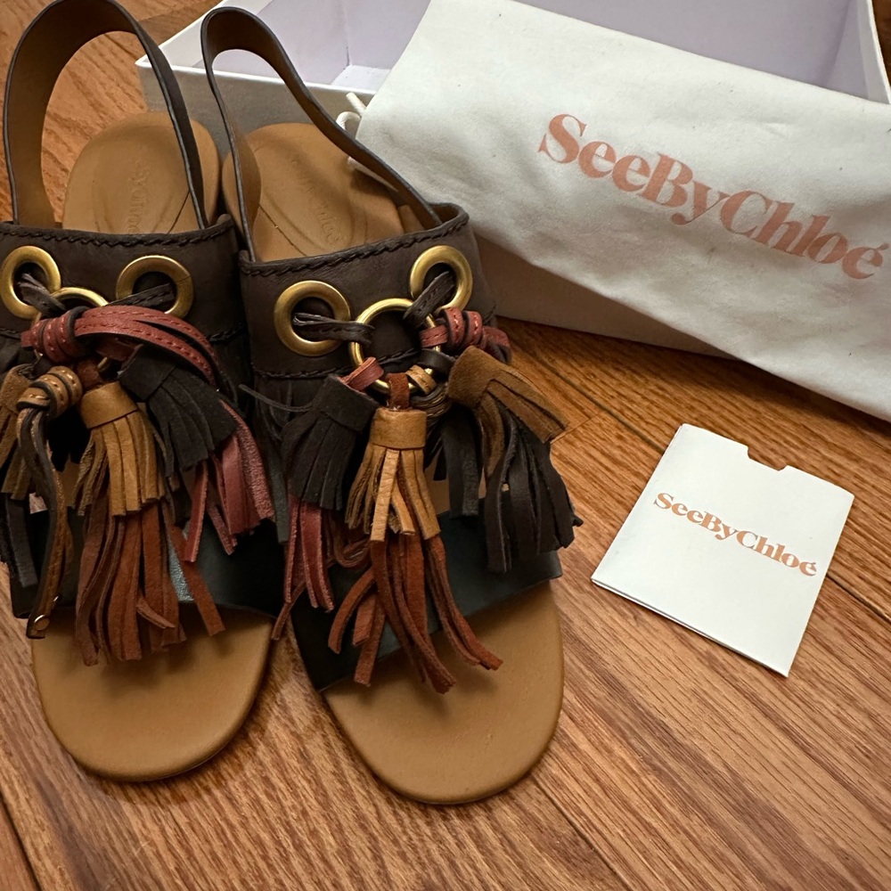 See by Chloe tassel open toe heel
